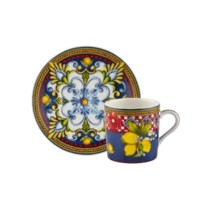 Chiara Alessi Capri Mavi Metal Kutu Kahve Fincanları