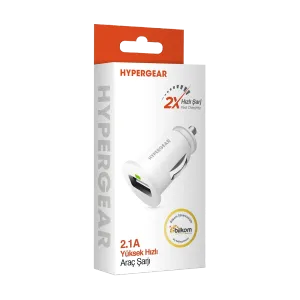 HyperGear Araç Şarjı Tekli 2.1A - Beyaz Hypergear