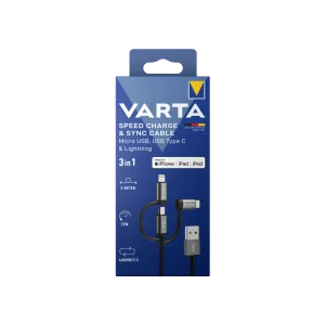 VARTA Şarj Kablosu 2m 3IN1 Şarj Kabloları