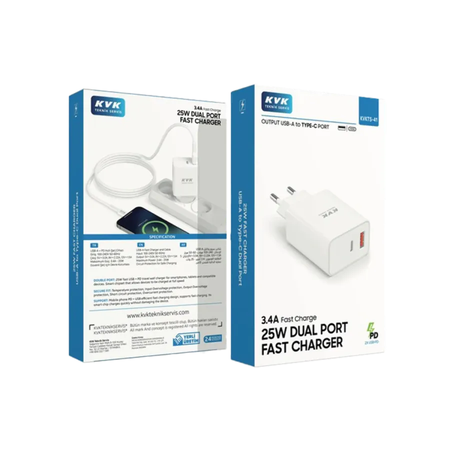 25W Typec+Usb-A Çift Port Usb Adaptör Şarj Cihazları