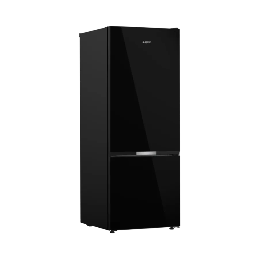 270475 IESC AI Siyah Cam Yapay Zeka Teknolojili Alttan Donduruculu Buzdolabı