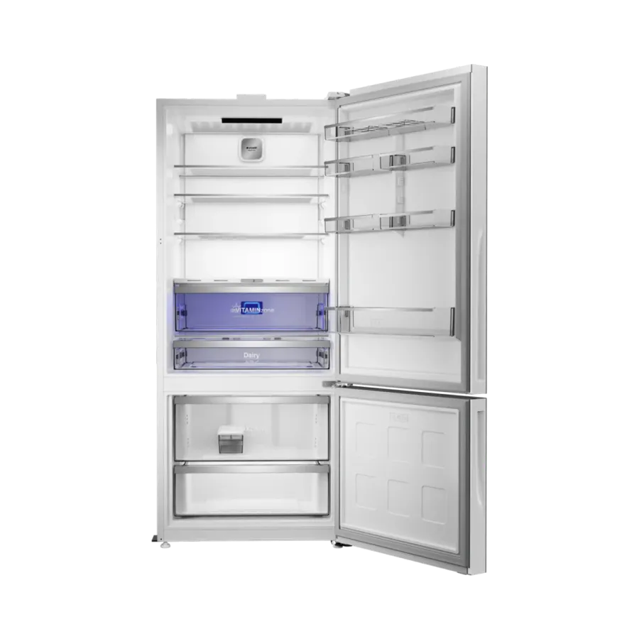 278551 EBC AI Fit Beyaz Cam Yapay Zeka Teknolojili Alttan Donduruculu Buzdolabı