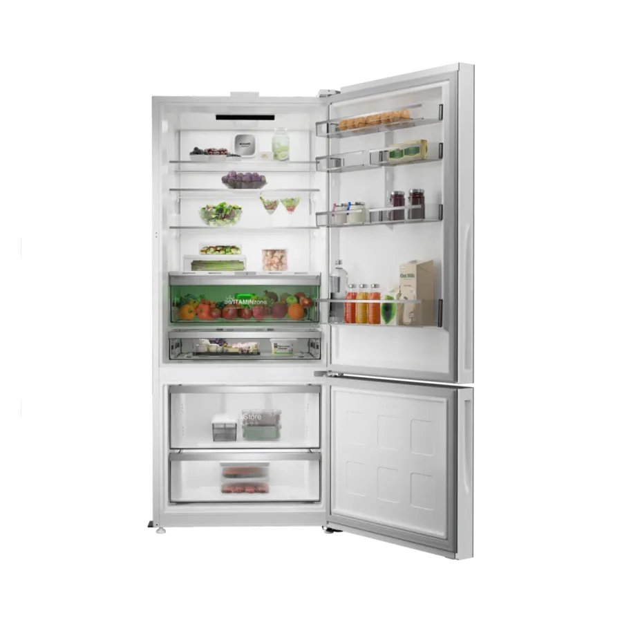 278551 EBC AI Fit Beyaz Cam Yapay Zeka Teknolojili Alttan Donduruculu Buzdolabı