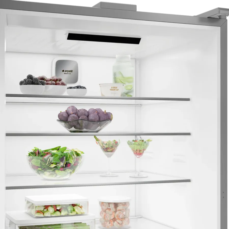 278551 EBC AI Fit Beyaz Cam Yapay Zeka Teknolojili Alttan Donduruculu Buzdolabı