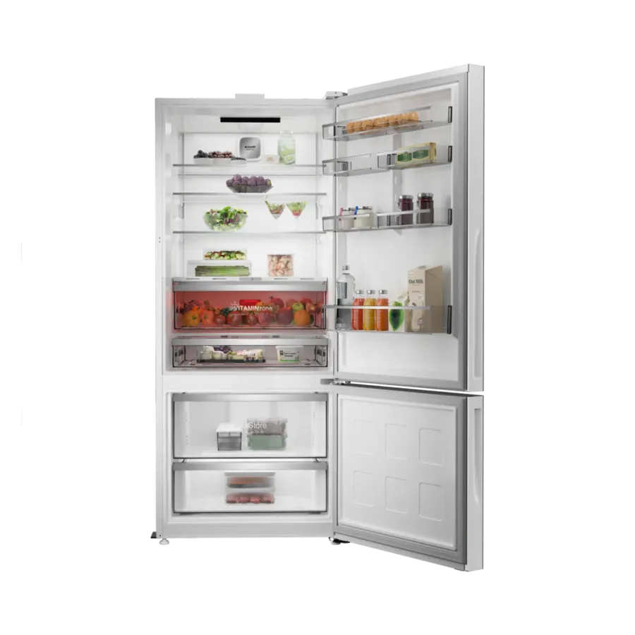 278551 EBC AI Fit Beyaz Cam Yapay Zeka Teknolojili Alttan Donduruculu Buzdolabı