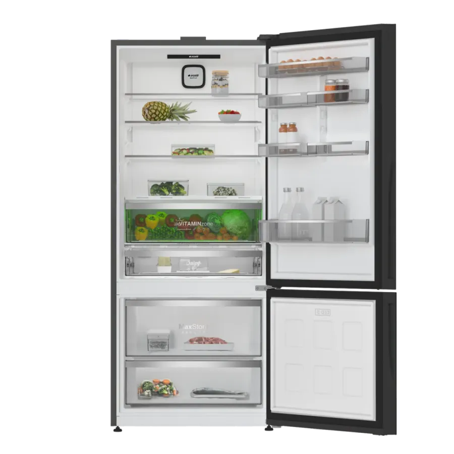 278551 ESC Siyah Cam Alttan Donduruculu Buzdolabı