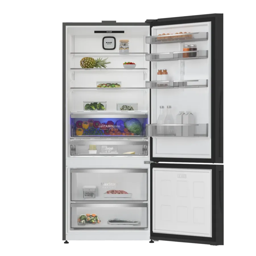 278551 ESC Siyah Cam Alttan Donduruculu Buzdolabı