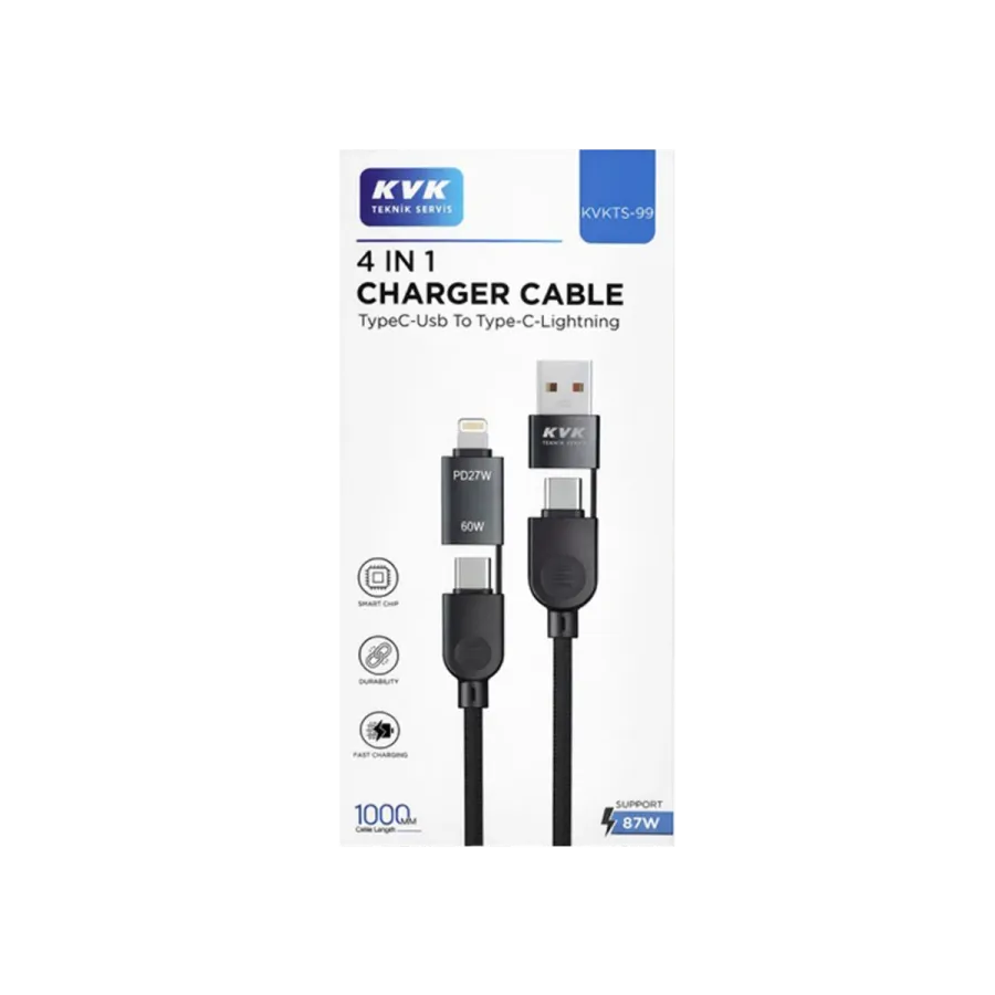 4in1 Typec-Usb to Typec-Lightining Şarj Kabloları