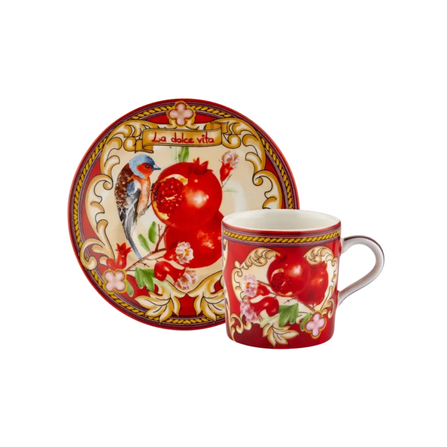 Chiara Alessi Capri Kırmızı Metal Kutu Kahve Fincanları