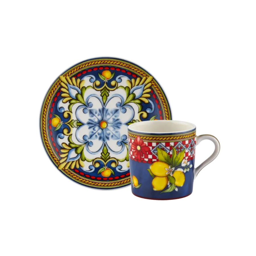 Chiara Alessi Capri Mavi Metal Kutu Kahve Fincanları