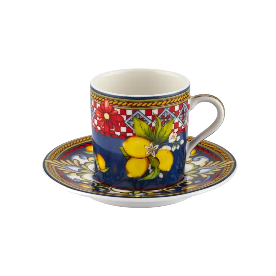 Chiara Alessi Capri Mavi Metal Kutu Kahve Fincanları