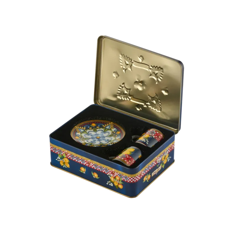 Chiara Alessi Capri Mavi Metal Kutu Kahve Fincanları