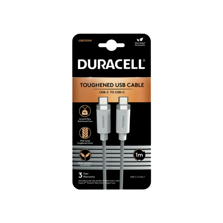 DURACELL 1M LIGHTNING CABLE BLACK C-C Şarj Kabloları