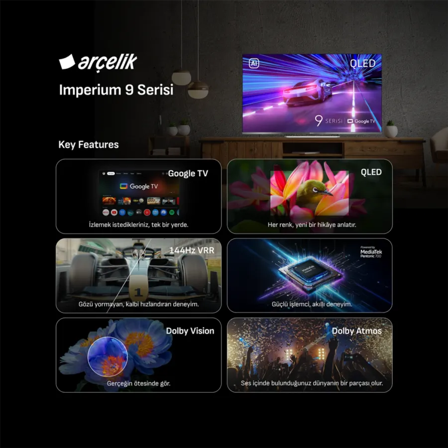 Imperium 9 AI QLED 120Hz 75" 4K UHD Google TV A 975 C AI Smart TV