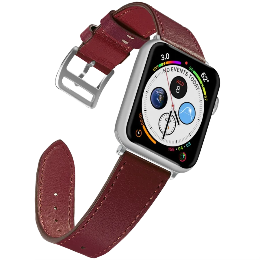 NAZTECH 42-44 MM DERI KAYIŞ BORDO Saat ve Bileklik Aksesuarı