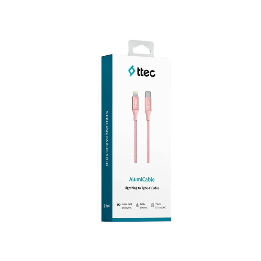 Ttec AlumiCable Typec-Lightng Kablo Roze Şarj Kabloları