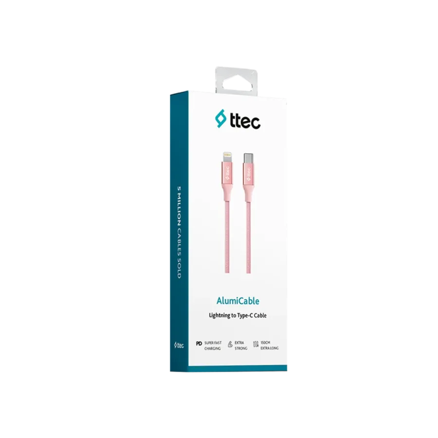 Ttec AlumiCable Typec-Lightng Kablo Roze Şarj Kabloları