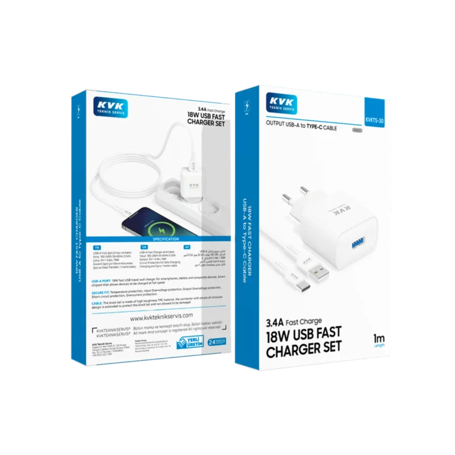 TYPE-C 3.4 SARJ SETI (ADAPTOR-KABLO) Şarj Cihazları