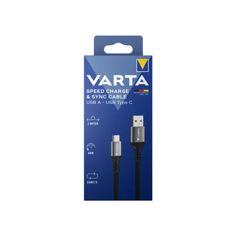 VARTA Şarj Kablosu 2m A-C Şarj Kabloları